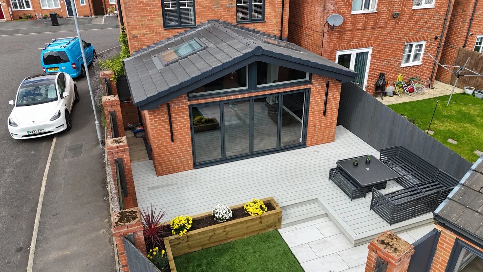 Glazed extension & raised terrace