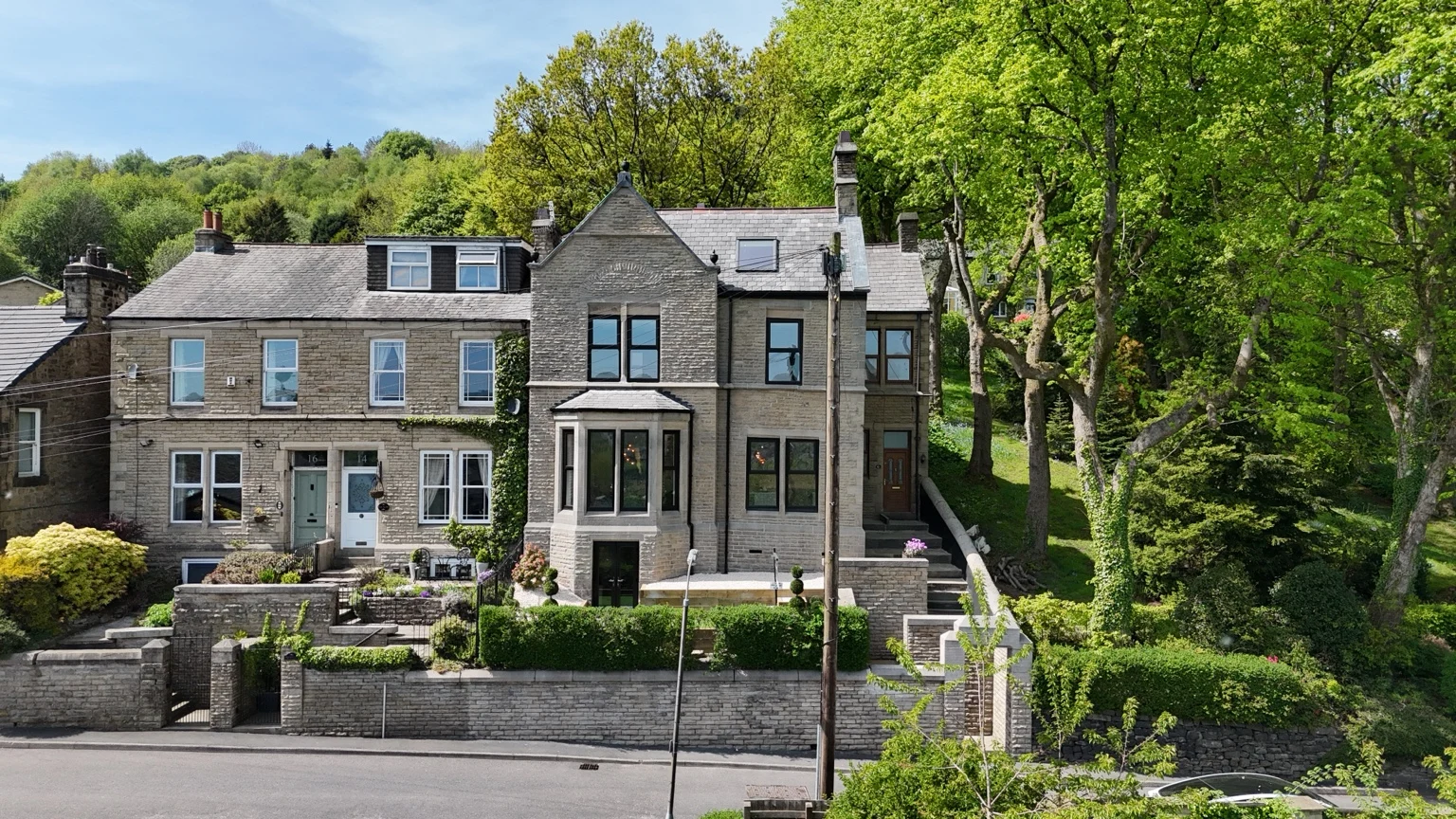 Stone frontage in its setting